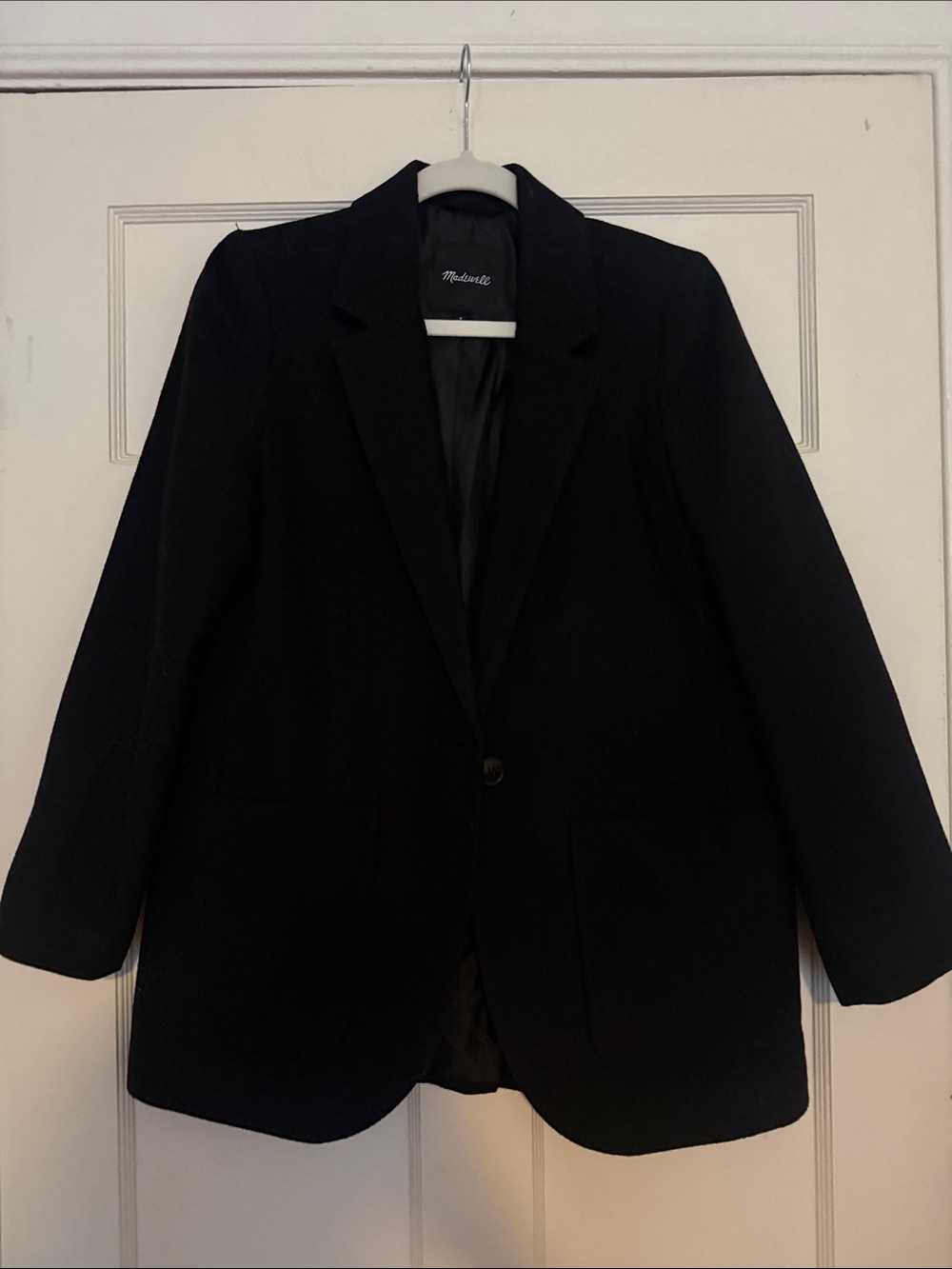 Madewell Wool-blend Black Single-Button Tailored Blazer with flat pockets